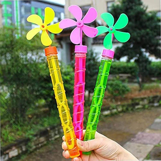 24 PcsSmall Bubble Stick with Windmill Fan Toy