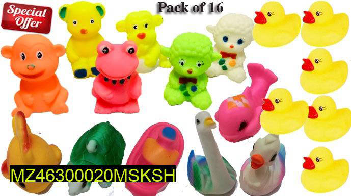 Kids Colorful Rubber Toys Pack Of 16
