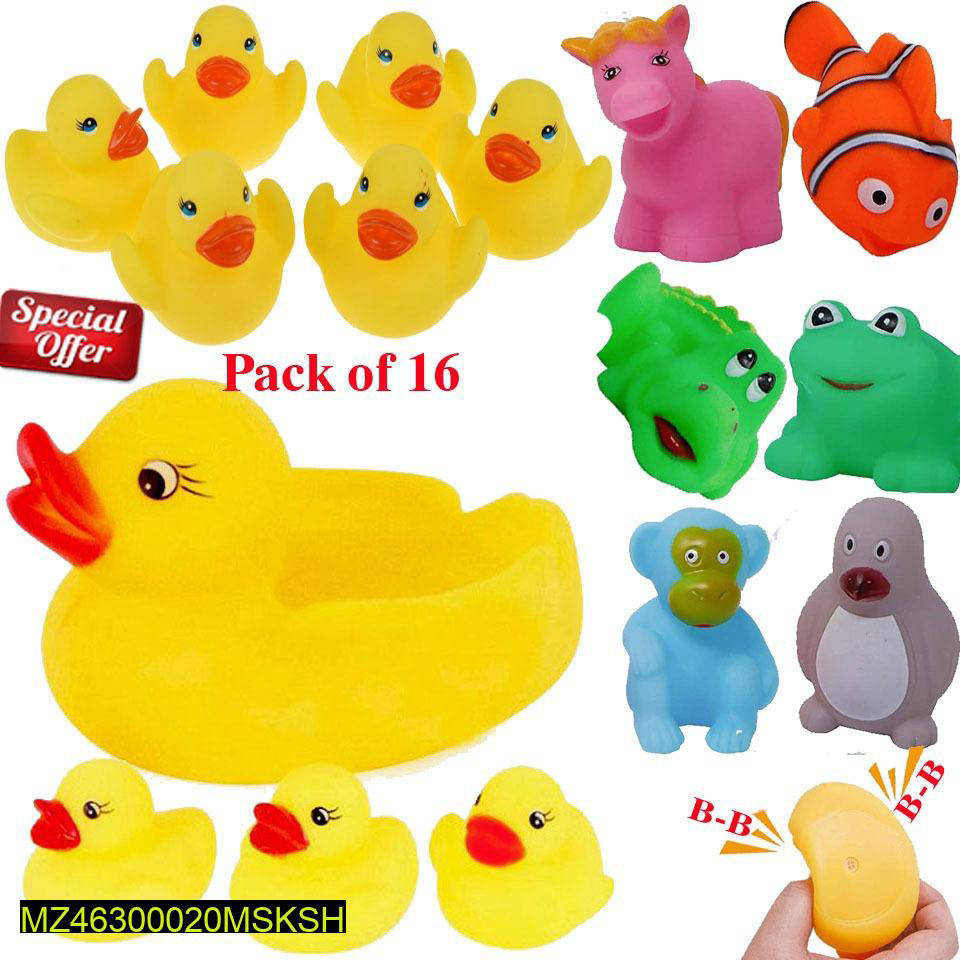 Kids Colorful Rubber Toys Pack Of 16
