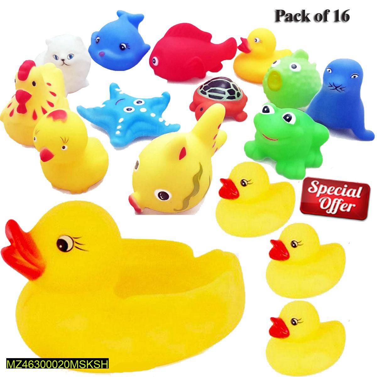 Kids Colorful Rubber Toys Pack Of 16