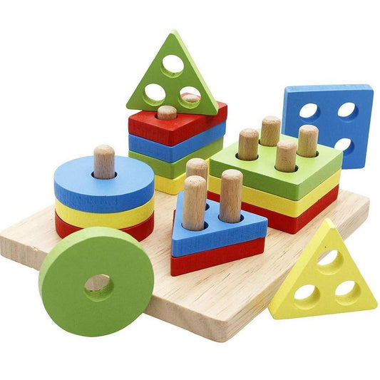 Wooden Puzzle Toddler Toys Shapes Sorter