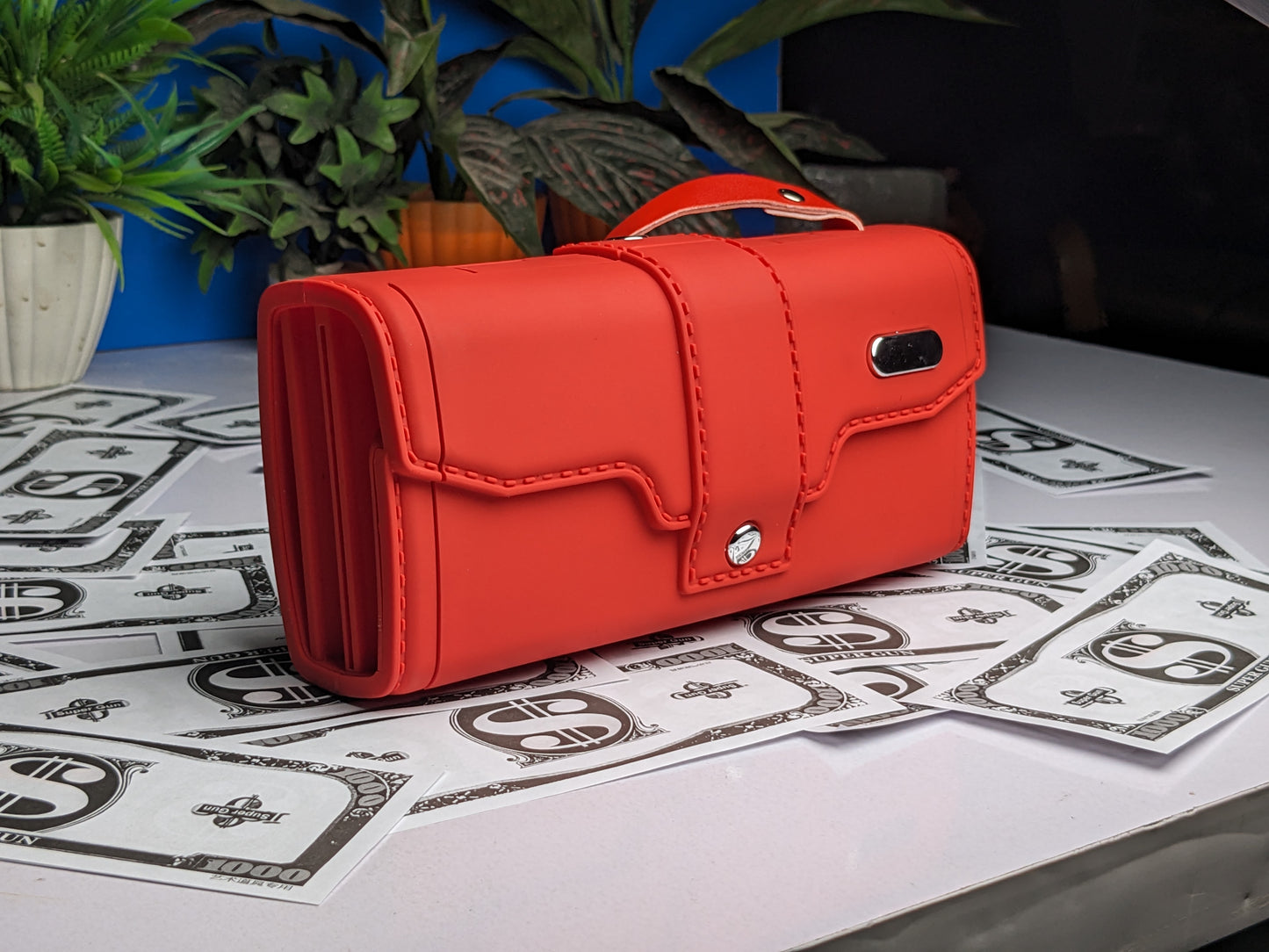 Wallet-Style Money Thrower with Fake Cash – Automatic Money Dispenser for Parties & Events